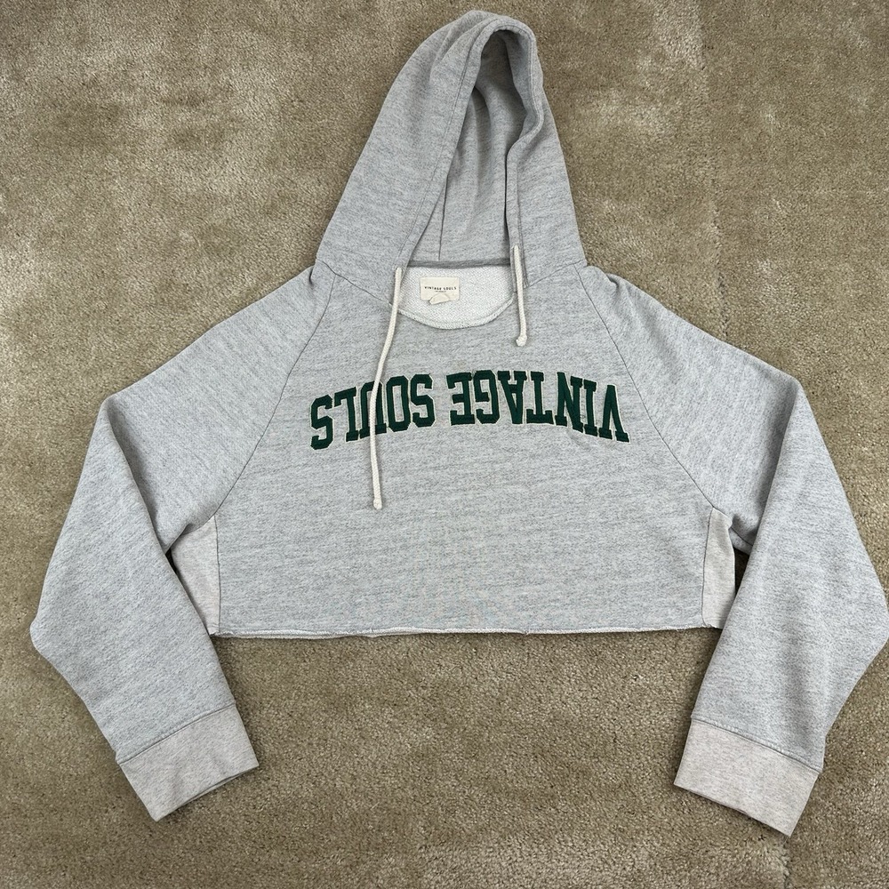 Vintage souls Womens crop hoodie M Cotton hooded made in USA Los Angeles